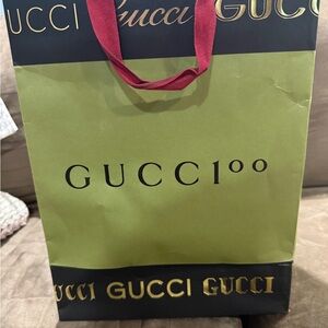 Gucci Olive and Black Tote with Red Handles